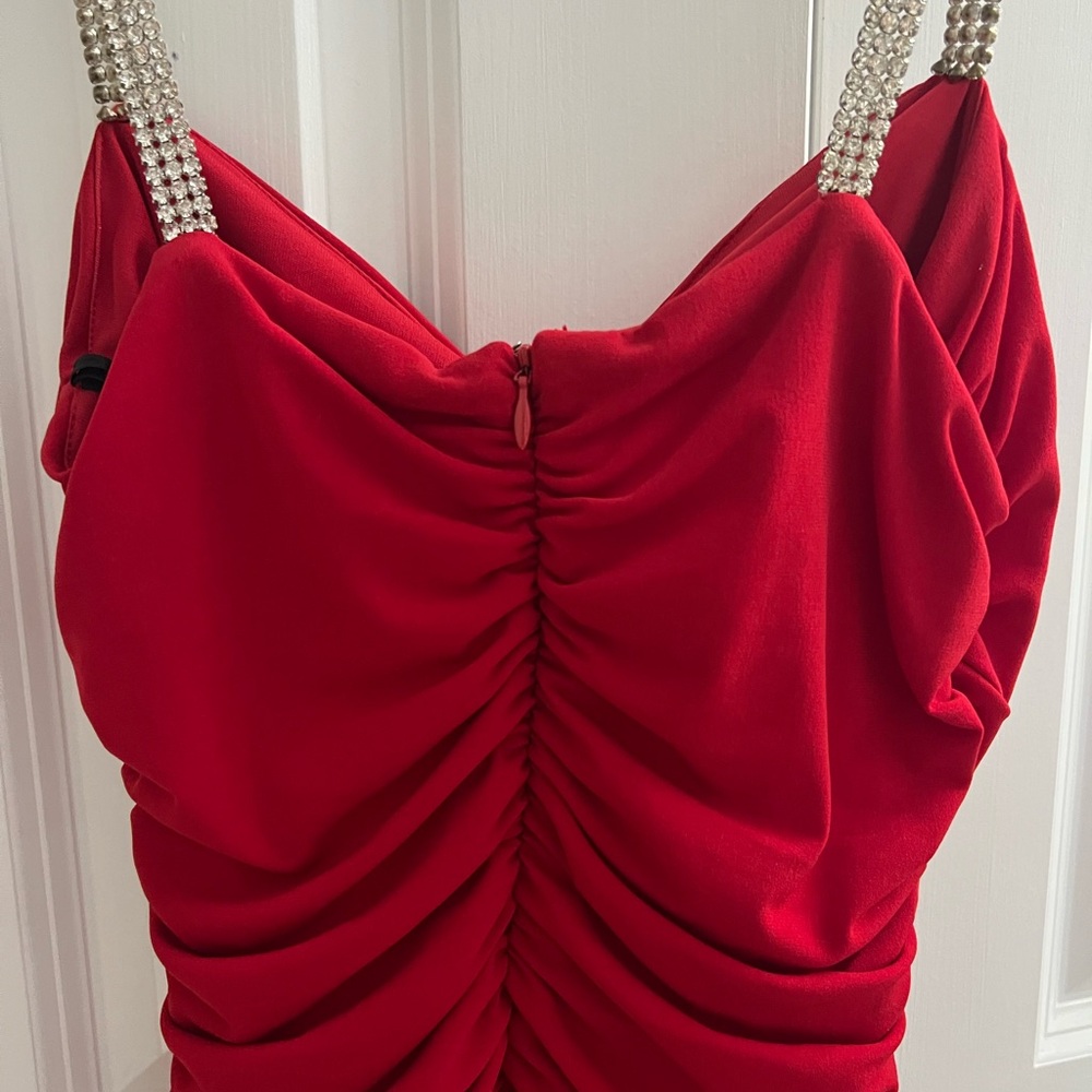 Elegant Red Draped Dress